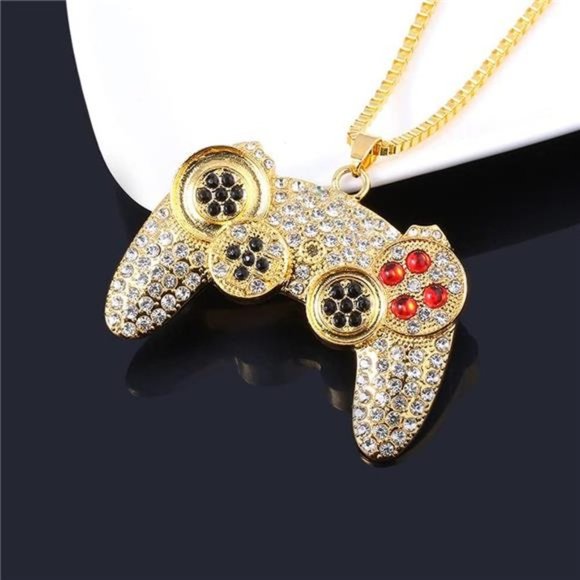 Accessories | New Gold Fully Iced Out Gamer Necklace Chain | Poshmark